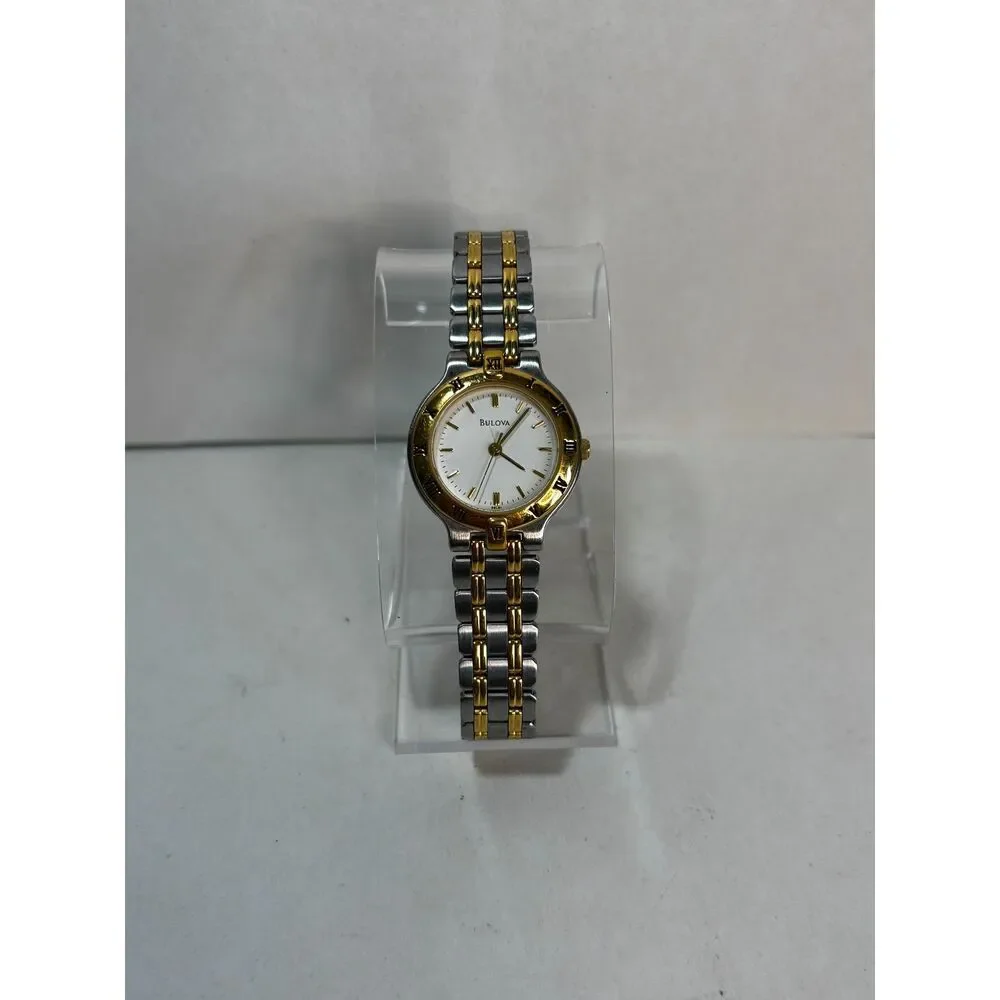Bulova 98L61 two-tone quartz dress women's watch, working